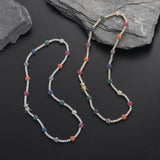 Zircon necklace colorful small flower-shaped zircon single row chain