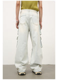Unisex Jeans American Vintage Washed Straight Tooling Jeans Wide Legs