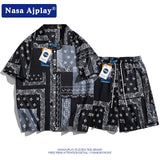 Nasa Tracksuit Short-Sleeved Shorts Suit Male Student Ruffle Handsome Casual