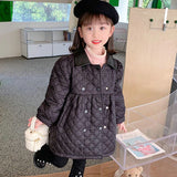 Girl Jacket Girls Padded Cotton Clothes Pu Leather Stitching Quilted
