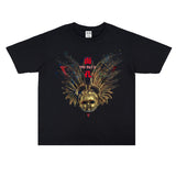 Rock Star T Shirt Printed Short Sleeve Men's and Women's Printed T-shirt National Fashion Pure Cotton