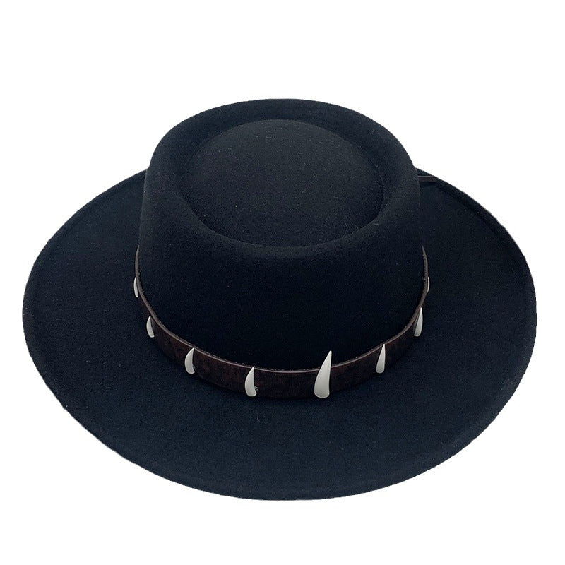 Walter White Fedora Ivory Decoration Men and Women Wool Felt Autumn and Winter Cowboy Hat