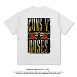 Rock Band T Shirt Washed Short Sleeve T-shirt round Neck