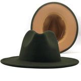 Walter White Fedora Woolen Hat Double-Sided Color Matching Felt Cap Flat Brim Fedora Hat