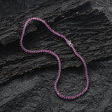 Zircon necklace three prongs red corundum tennis chain