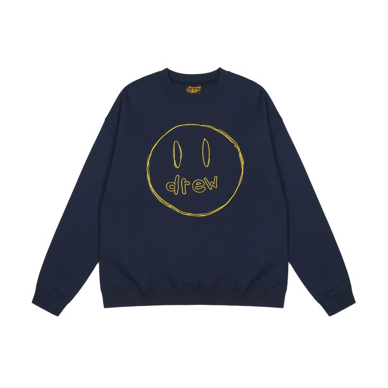 Drew House Sweatshirts Unisex Sketch Smiley Face Crew Neck Sweater