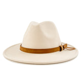Walter White Fedora Solid Color Top Hat Versatile Fedora Hat British Style Big Brim Woolen Hat