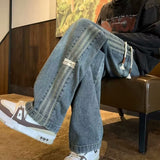 Unisex Jeans American Wide Leg Pants Loose Straight