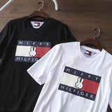 Tommy T Shirts Tommy Men's Rabbit Printed Embroidered Logo round Neck Short Sleeve T-shirt