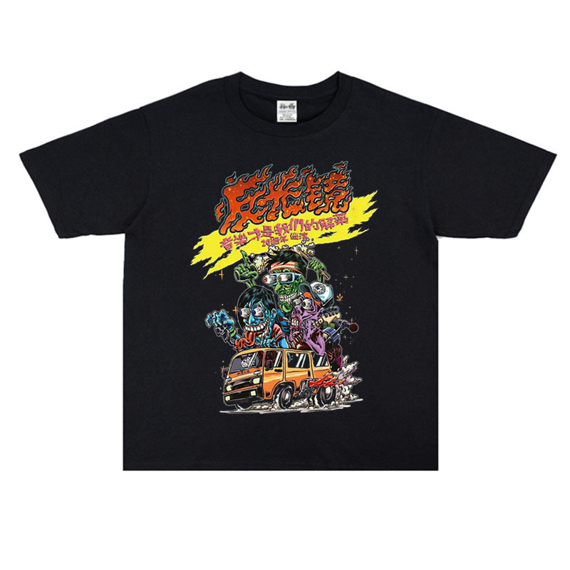 Rock Star T Shirt Rock Reflector Loose round Neck Print Short Sleeve Cotton T-shirt