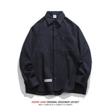 Men Long-Sleeved Shirt Spring Long Sleeve Shirt Men's Casual Baggy Coat Jacket