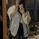 Unisex Baseball Jersey Vintage Embroidered Casual Loose Jacket