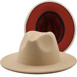 Walter White Fedora Woolen Hat Double-Sided Color Matching Felt Cap Flat Brim Fedora Hat