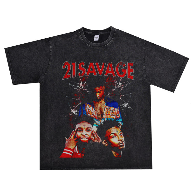 Rock Star T Shirt Vintage Distressed Short Sleeve Cotton T-shirt