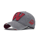 Walter White Hats Sun Hat Spring/Summer Sun Protection Hat W Letter Cap Distressed Peaked Cap Washed