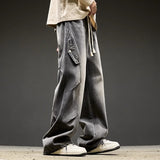 Unisex Jeans Vintage Washed Splicing Loose