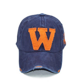 Walter White Hats Sun Hat Spring/Summer Sun Protection Hat W Letter Cap Distressed Peaked Cap Washed