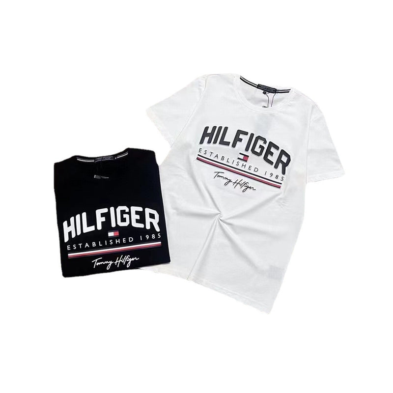 Tommy T Shirts Tommy Stitching Three-Dimensional Printing Couple's round Neck Short Sleeve T-shirt
