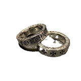 Chrome Heart Ring Cross with Diamonds