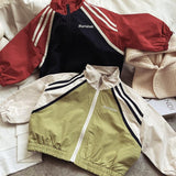 Boy Jacket Boys' and Girls' Colorblock All-Matching Coat Children's Neutral round Neck Zip-up Shirt
