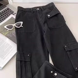 Unisex Jeans Tooling Jeans High Waist Skinny Wide Leg Pants Loose