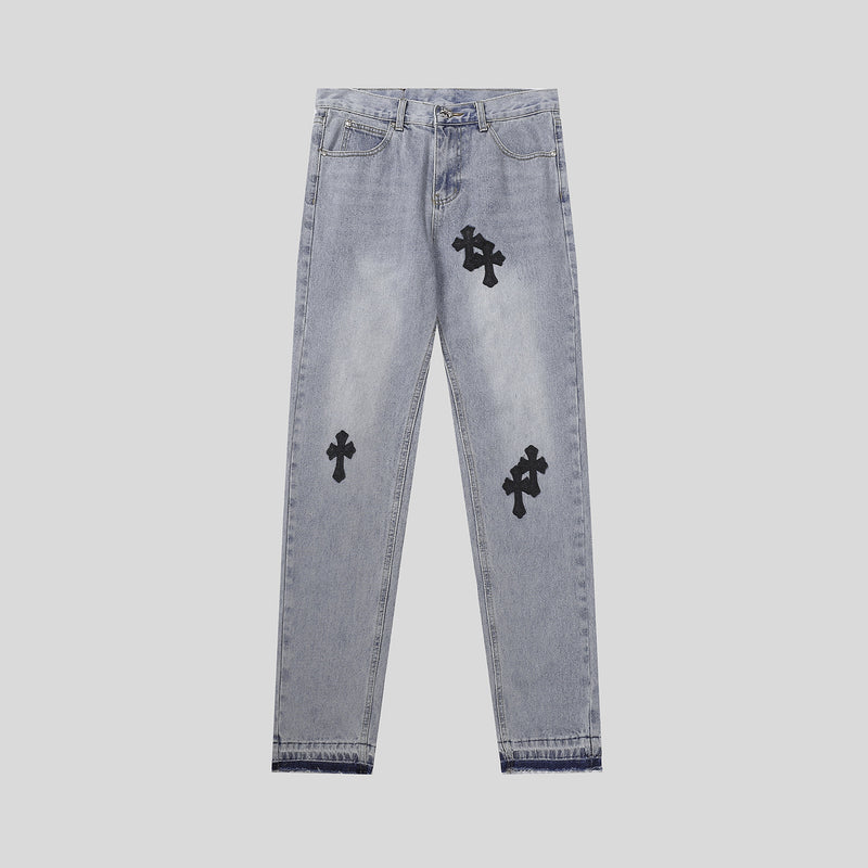 CHH Chrome Hearts Jeans Chrome Unisex Casual Loose Jeans