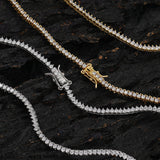 Zircon necklace three prongs zircon single row tennis chain