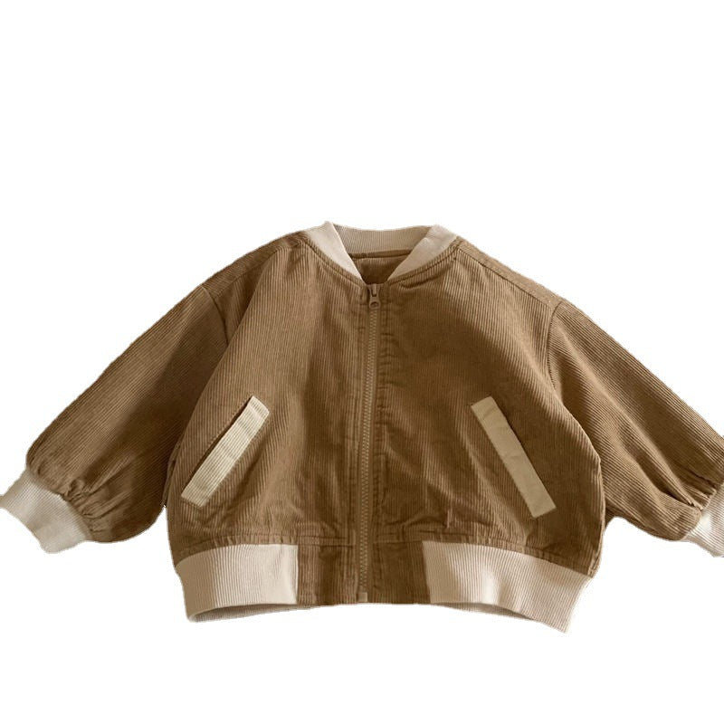 Boy Jacket Boys' Corduroy Coat Spring and Autumn Jacket Kid Baby Fashion Casual