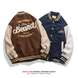 Men Baseball Jacket Spring Colorblock Baseball Uniform Male Loose Vintage Casual Jacket