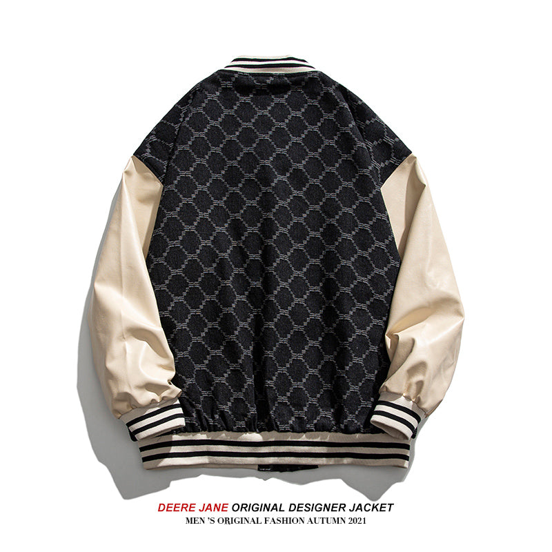 Men's Baseball Jacket Spring Stitching Baseball Uniform Men's Fashion Loose Jacket