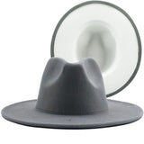 Walter White Fedora Woolen Hat Double-Sided Color Matching Felt Cap Flat Brim Fedora Hat