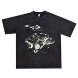 Rock Star T Shirt Staind Metal Band Pure Cotton Washed Distressed T-shirt Short Sleeve Loose Men and Women