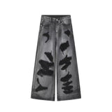 Unisex Jeans American Ins Old Wide Leg Ripped Jeans
