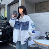 Unisex Baseball Jersey Fall Retro Denim Jacket