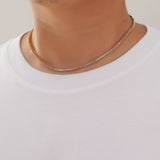 Zircon necklace colorful three-prong tennis chain