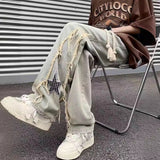 Unisex Jeans Embroidered Jeans Men's Spring and Autumn Vintage Loose Wide Leg Straight Pants