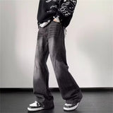 Unisex Jeans retro gradual change jeans flared pants loose casual trousers