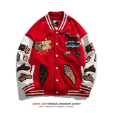 Men Baseball Jacket Spring Stitching Towel Embroidery Stick Men's Baggy Casual Jacket Coat