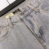 HS jeans Ripped and Repaired: Vintage Washed Denim Jeans with Distressed Style