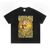 Rock Star T Shirt European and American Rateful Dead Rock Band Personality T-shirt Short Sleeve Loose