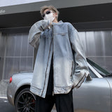 Unisex Baseball Jersey Washed Old Denim Jacket