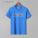 Tommy T Shirts Summer Tommy Men's Short-Sleeved Cotton round Neck Slim-Fit Printed T-shirt
