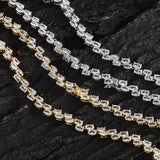 Zircon necklace oval egg-shaped double row tennis chain