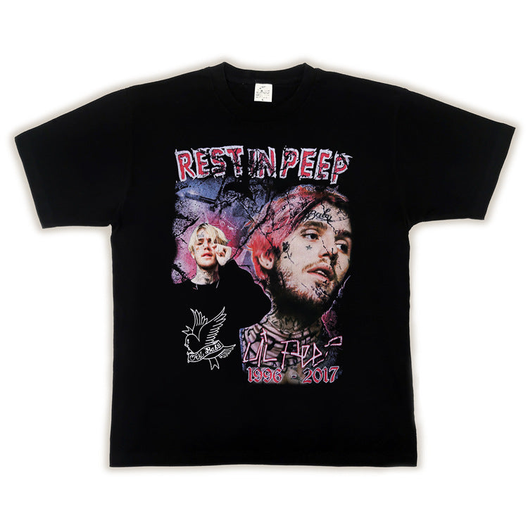 Hip Hop Rapper T Shirt Loose Short Sleeve