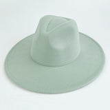 Walter White Fedora Solid Color Big Brim Top Hat Lun Fedora Hat Men and Women Retro Woolen Hat