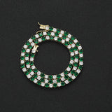 Zircon necklace green and white