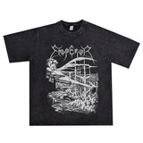 Rock Star T Shirt Emperor Band Personalized Printed T-shirt Short Sleeve Loose T-shirt Washed Distressed