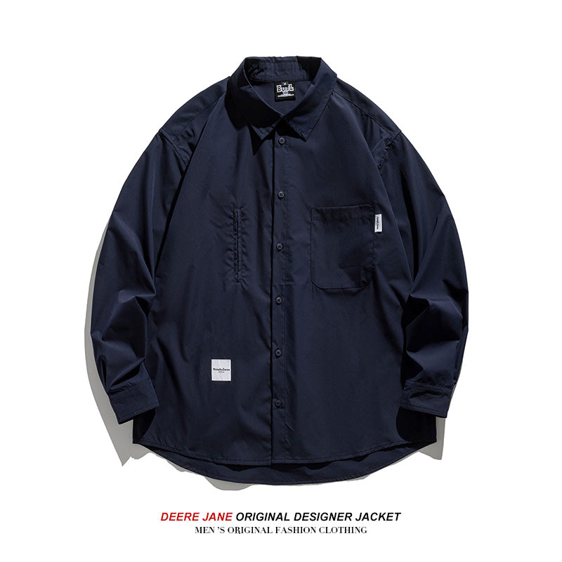 Men Long-Sleeved Shirt Spring Long Sleeve Shirt Coat Loose All-Match Casual