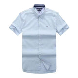 Tommy T Shirts Simple All-Match Loose Business Oxford Fabric