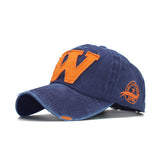 Walter White Hats Sun Hat Spring/Summer Sun Protection Hat W Letter Cap Distressed Peaked Cap Washed